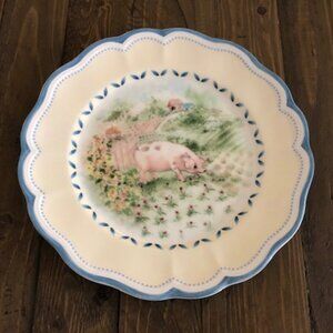 Lenox Provencal Garden Pig Luncheon Salad Accent Plate 9.5” Scalloped